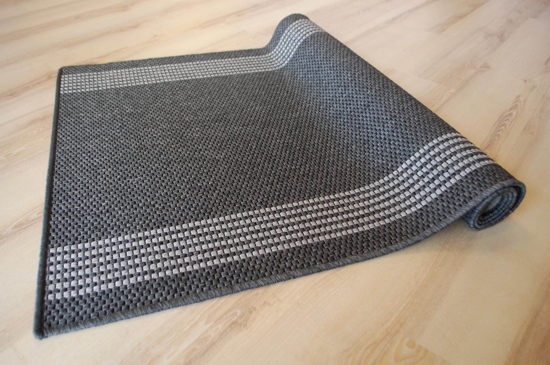 Läufer Teppich Natura 3427 Anthrazit 80cm Breite (100-395cm nach Maß